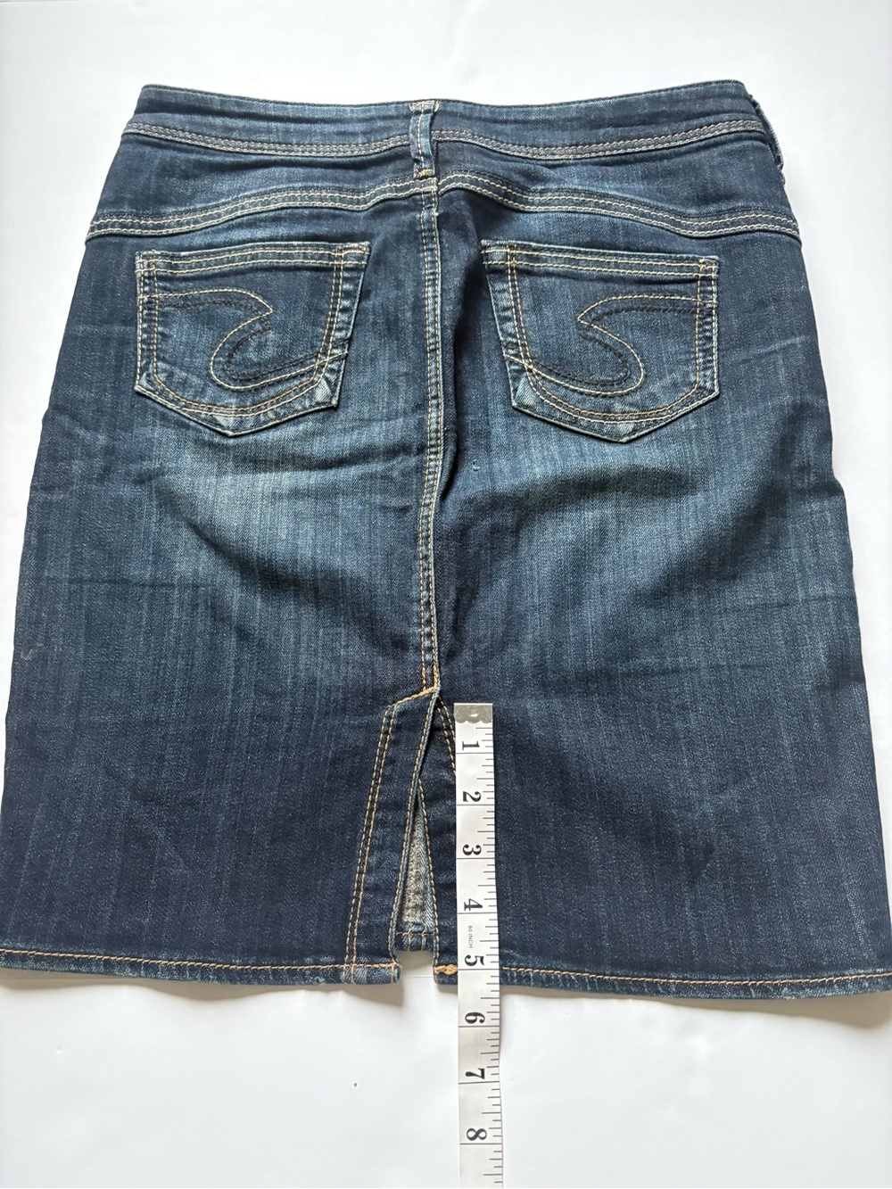 Silver Jeans Co. Emma Dark Wash Denim Mini Skirt Y2K Contrast Stitching, Sz 27 - Picture 13 of 13